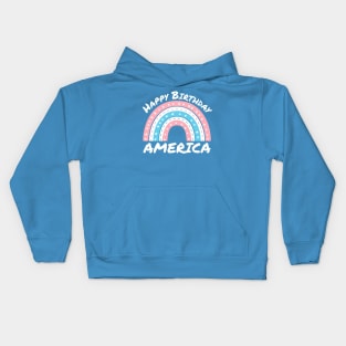 Happy Birthday America Pastel Independence Day Rainbow Kids Hoodie